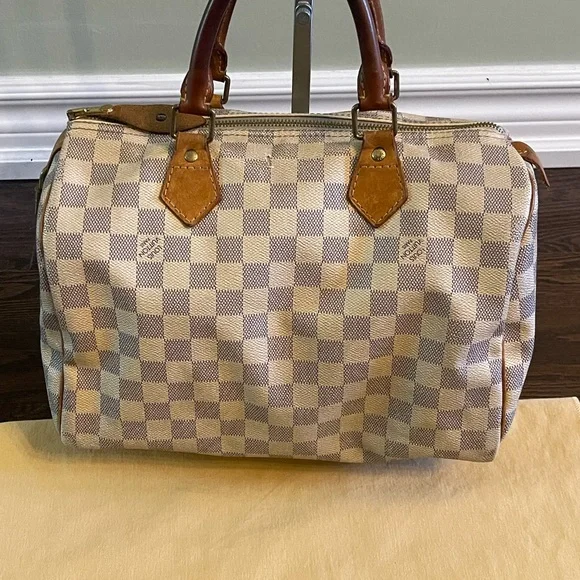 LOUIS VUITTON Damier Azur Speedy 30 Hand Bag Authentic, Vintage - Picture 6 of 14